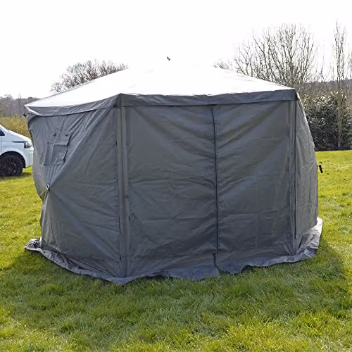 Maypole Grey 6 Sided Pop-Up Screenhouse Water Resistant Gazebo with Mesh Side Walls and UPF 50+ Protection – 6