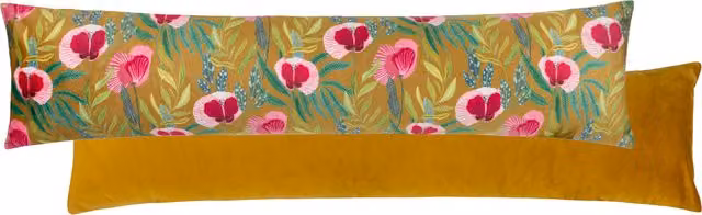 House Of Bloom Poppy Velvet Draught Excluder in Pink and Yellow