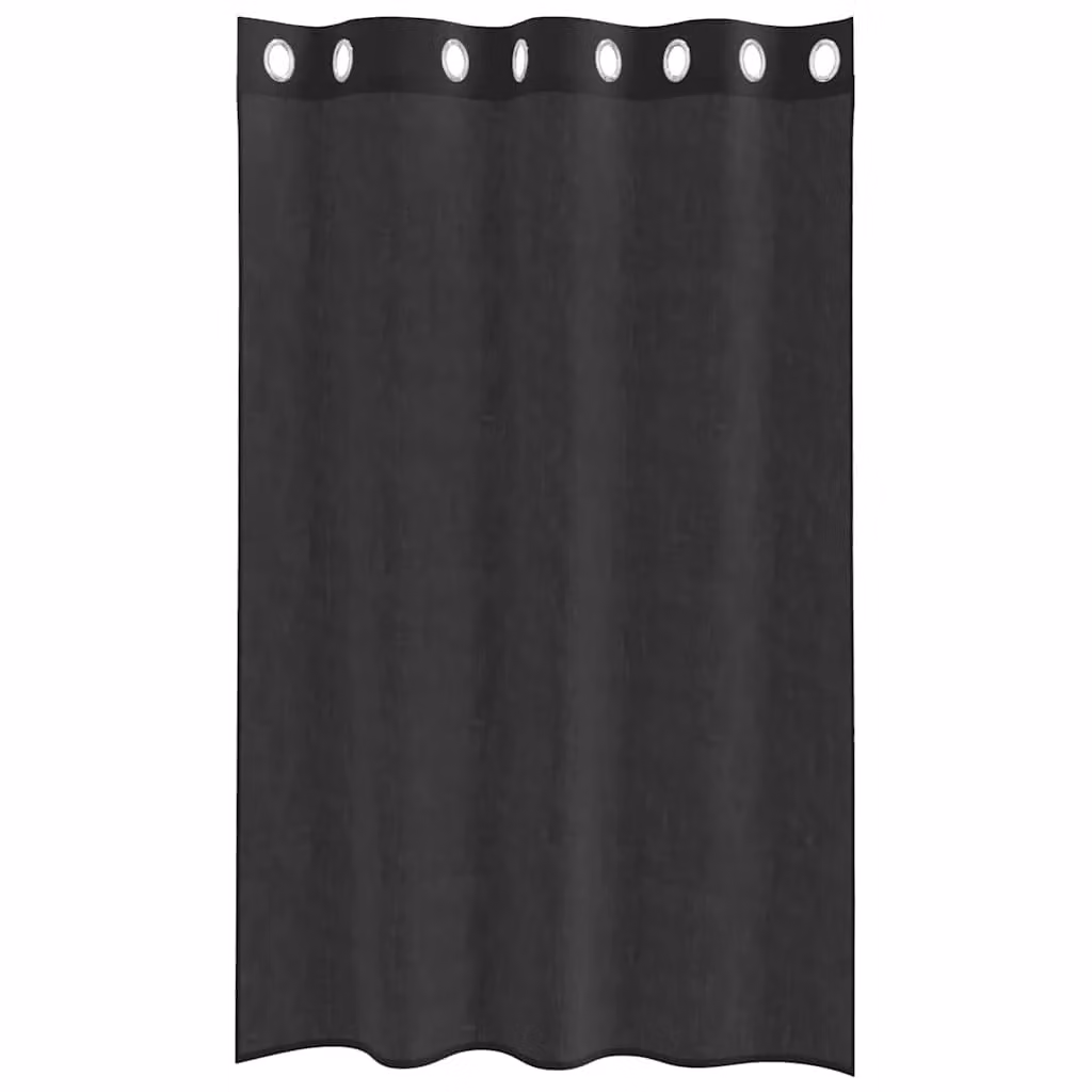 Berkfield Home Black Transparent Voile Fabric Panel Curtains with Eyelets, 2 Pack, W: 140 cm, H: 175 cm – 4