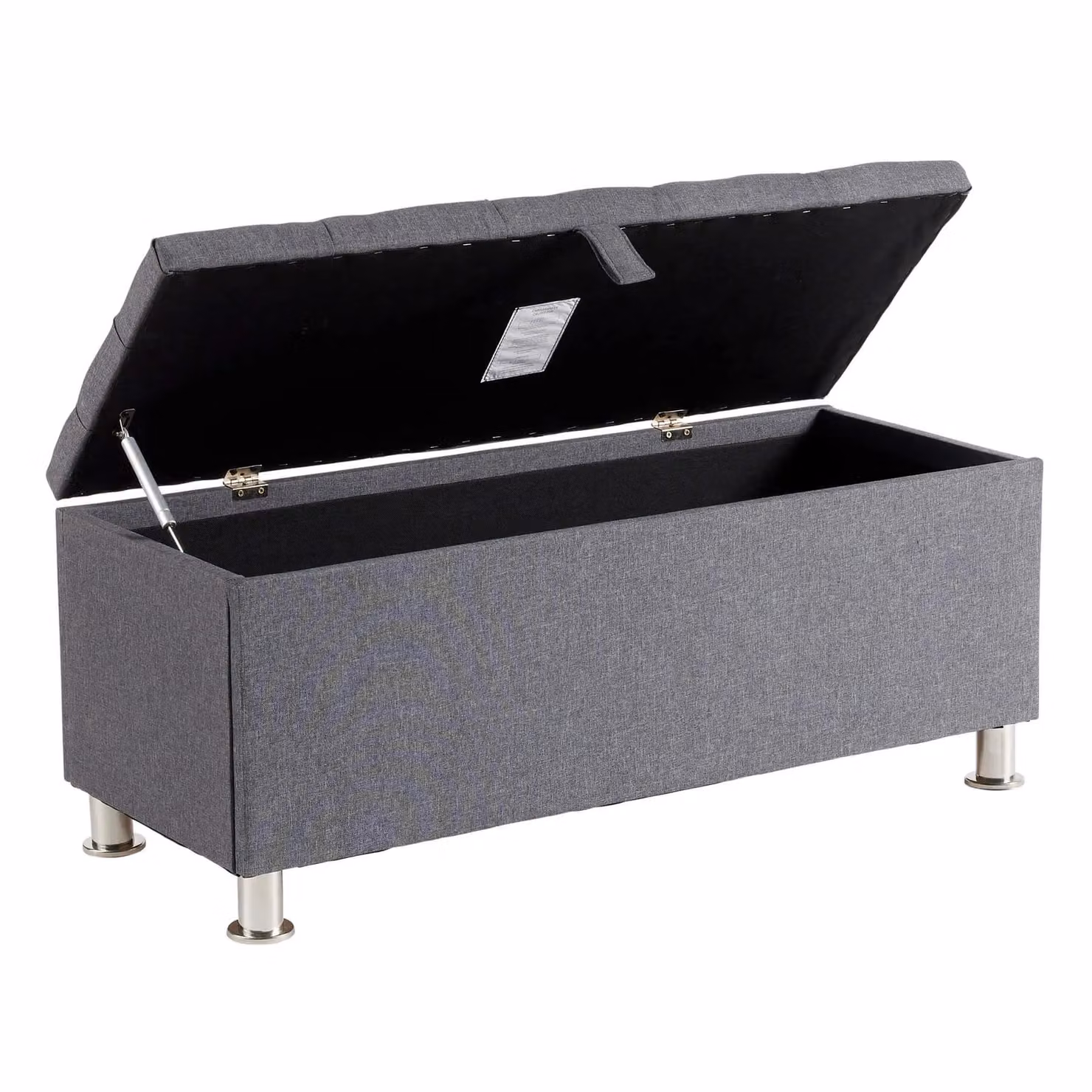 Home Source Storage Ottoman Chest with Padded Removable Top and Buttoned Detailing in Dark Grey – 2
