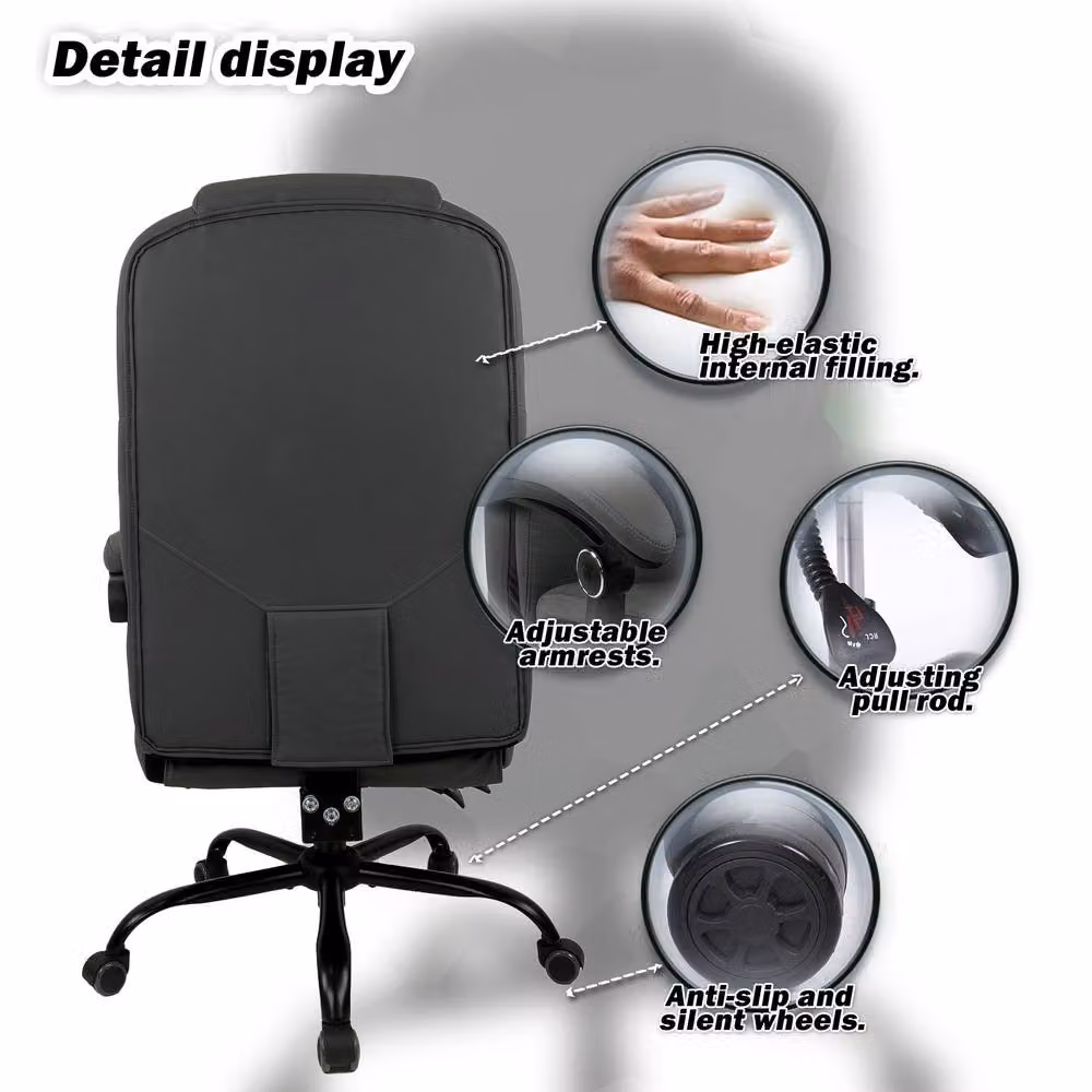 FURNITURE ONE Executive Office Swivel Chair in Dark Grey with Headrest and Armrests – 7