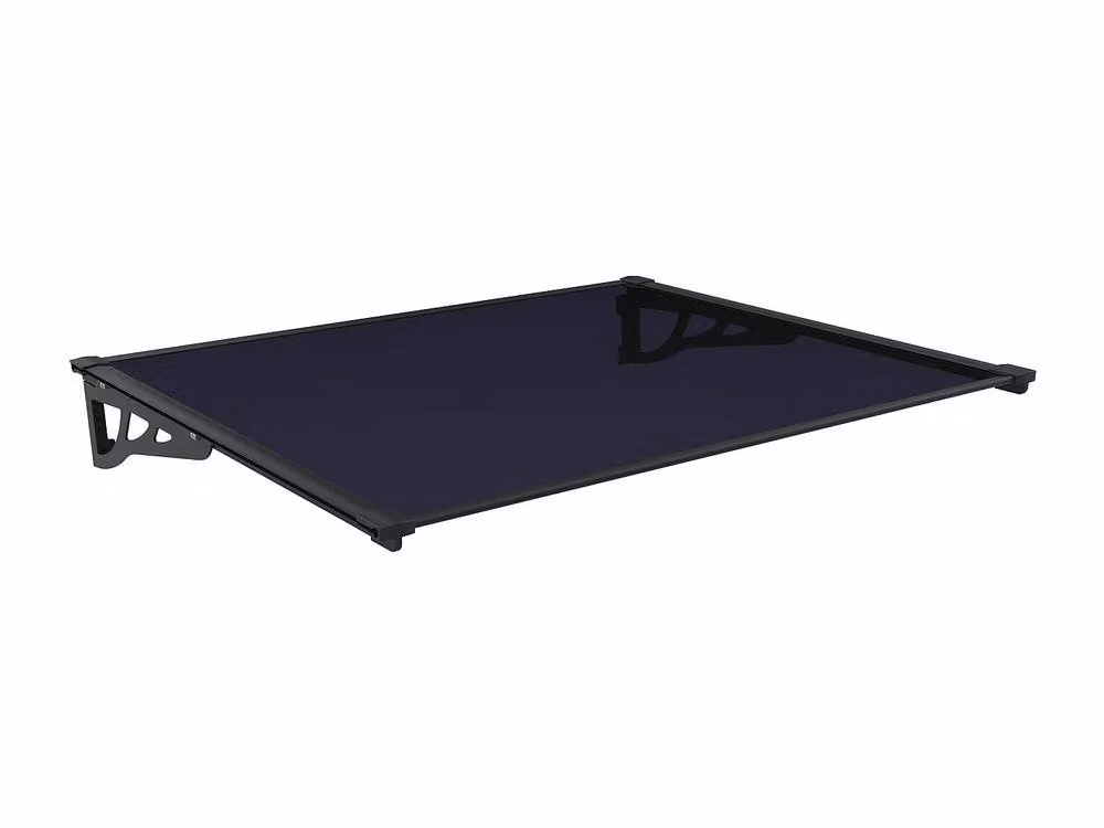Vente-unique Kepler Aluminium Sloping Door Canopy in Black and Grey, W: 150 cm, D: 90 cm – 2