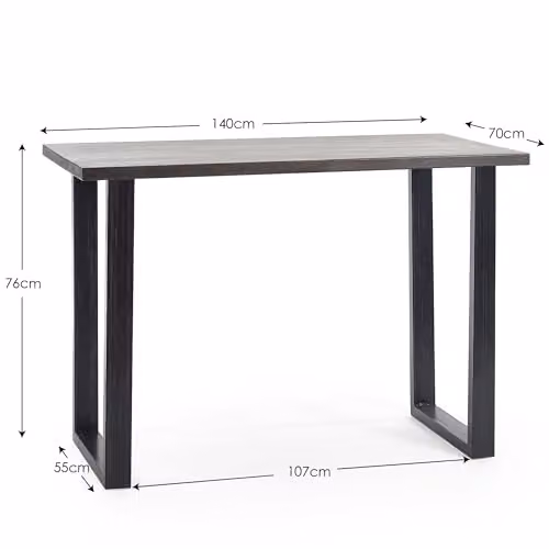 Julian Bowen Brooklyn Industrial Bar Table in Dark Oak, W: 140 cm, D: 70 cm, H: 92 cm – 2