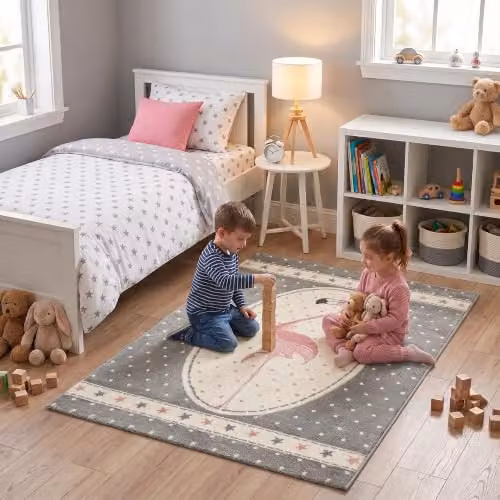 Bravich Pink Flamingo Kids Rug, W: 160 cm, D: 230 cm, Soft Anti-Allergic Polypropylene Play Mat for Bedrooms and Nurseries – 2