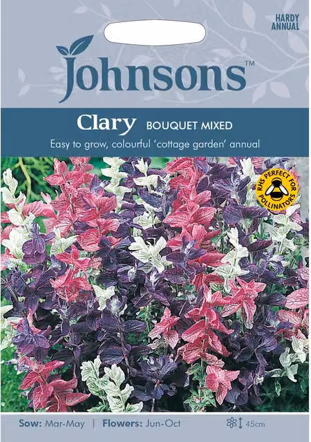 Johnsons Clary Bouquet Mixed Ornamental Flower Seeds, Multicolour, Spring Variety