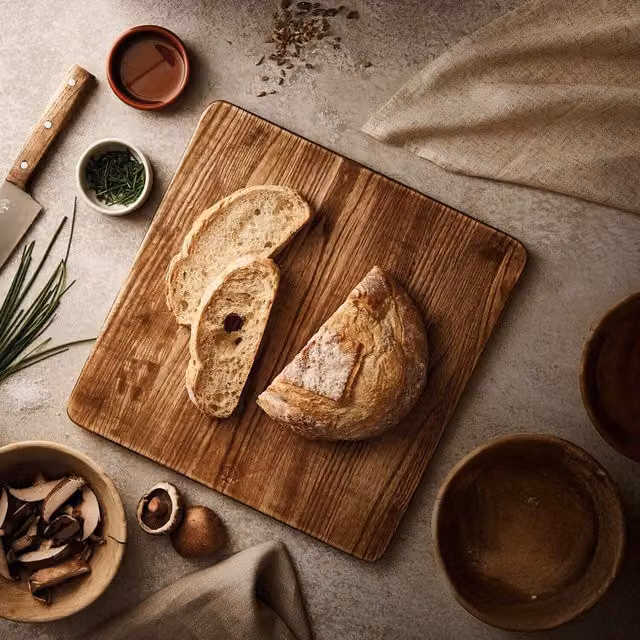 Barbary Oak Square Brown Wood Chopping Board