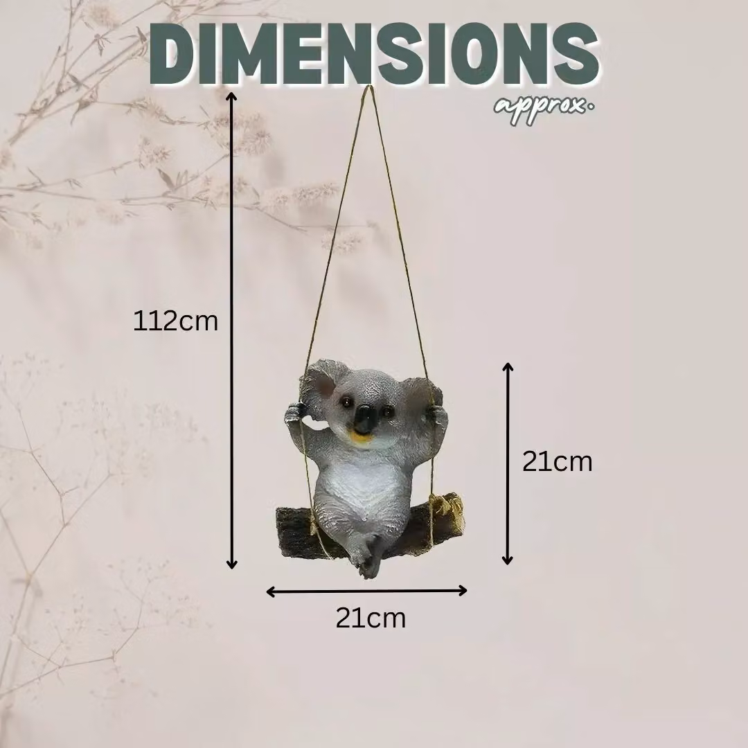 Marco Paul Swinging Koala Bear Resin Garden Ornament in Grey – 3