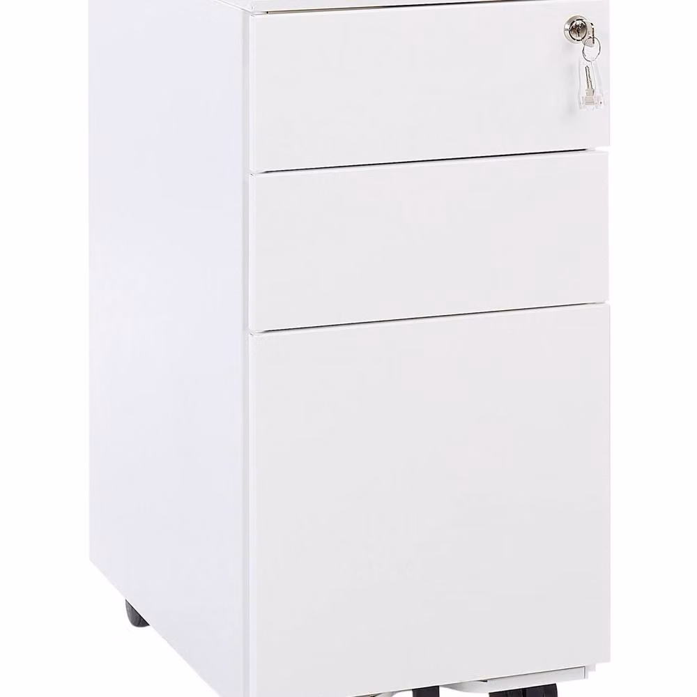 Wyld and Coco White Glossy Metal Storage Cabinet with Lock and Internal Shelves – 2