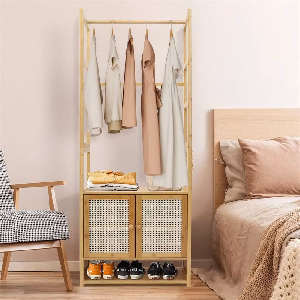 KORVIXA Scandinavian Tall Kitchen and Bathroom Storage Cabinet in Brown and Beige, H: 168 cm, W: 100 cm – 2