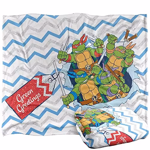 LOGOVISION Teenage Mutant Ninja Turtles TMNT Multicolour Super Soft Microfibre Fleece Throw Blanket W/D/H: 152 x 127 cm