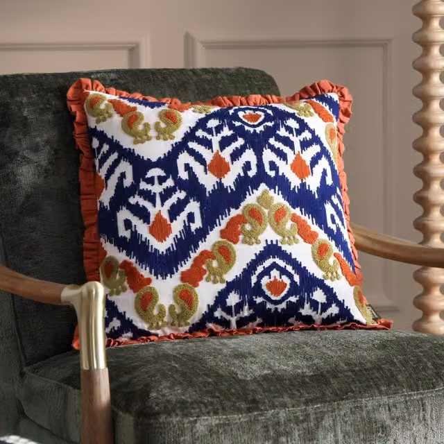 Terrys Graphic Cotton Square Cushion, Orange and Blue, W/D/H: 45 x 45 x 45 cm – 2