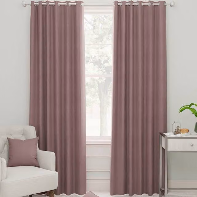 Linda Barker Royal Velvet Made to Measure Opaque Eyelet Curtain Panel in Dusty Rose