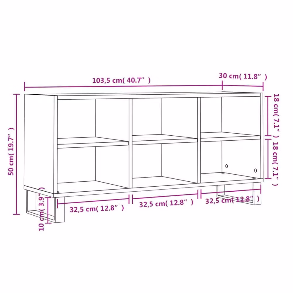 Berkfield Home Smoked Oak TV Cabinet in Brown, W/D/H: 103.5 x 30 x 50 cm – 5