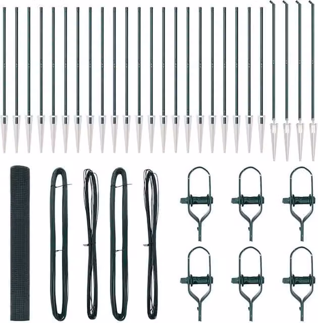 Berkfield Home Green Steel Welded Wire Fence with 13 In-Ground Spike Posts, 1.4 m x 50 m – 1