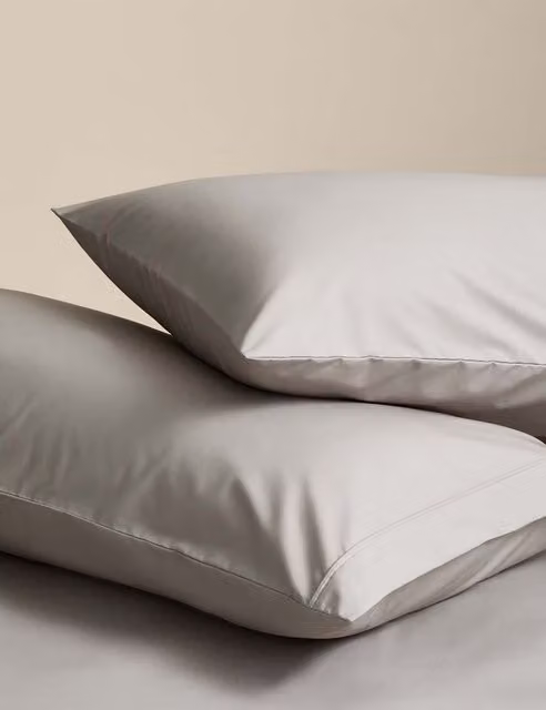 M&S 2 Pack Egyptian Cotton 230 Thread Count King Size Pillowcases in Grey Percale
