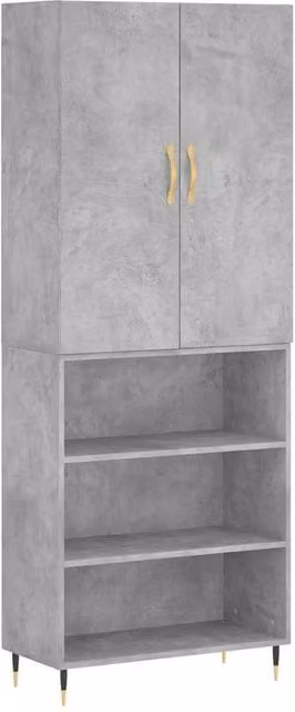 Berkfield Home Modern Highboard in Concrete Grey, W/D/H: 69.5 x 34 x 180 cm