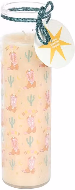 Something Different Howdy Floral Cowboy Boot Tube Candle in Orange