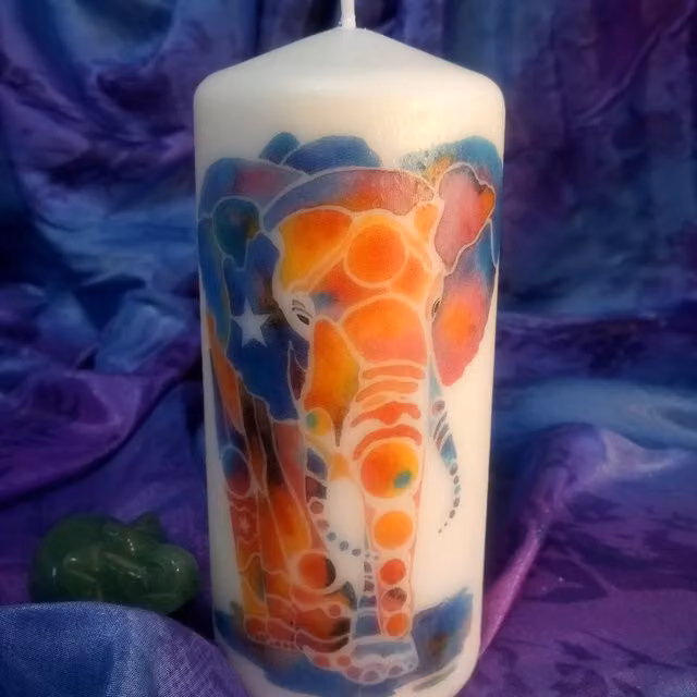 Viki Elephant Pillar Candle in Yellow and Multicolour (Set of 6)
