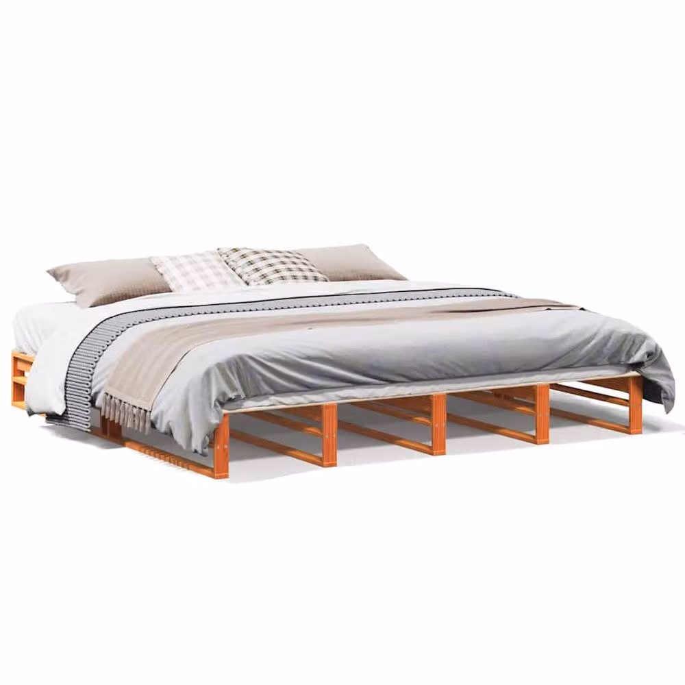 Berkfield Home Beautiful Super King Bed Frame in Waxed Brown Solid Pine, W/D/H: 180 x 200 cm – 2