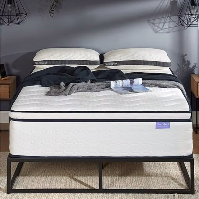 SleepSoul Space 2000 Pocket Memory Pillow Top Hybrid Mattress in White and Black, W: 180 cm, D: 200 cm