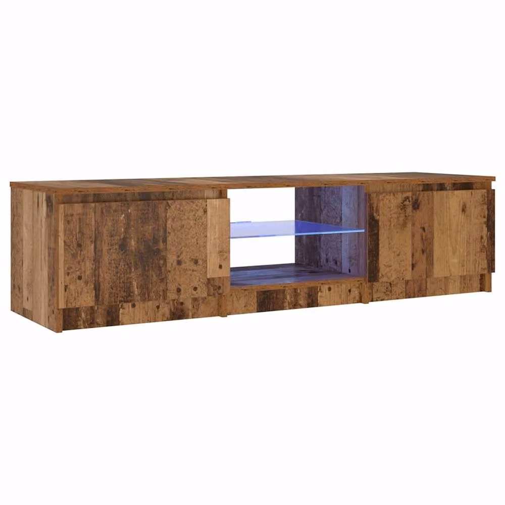 Berkfield Home TV Cabinet with LED Lights in Old Wood Brown, W: 140 cm, D: 40 cm, H: 35.5 cm – 4