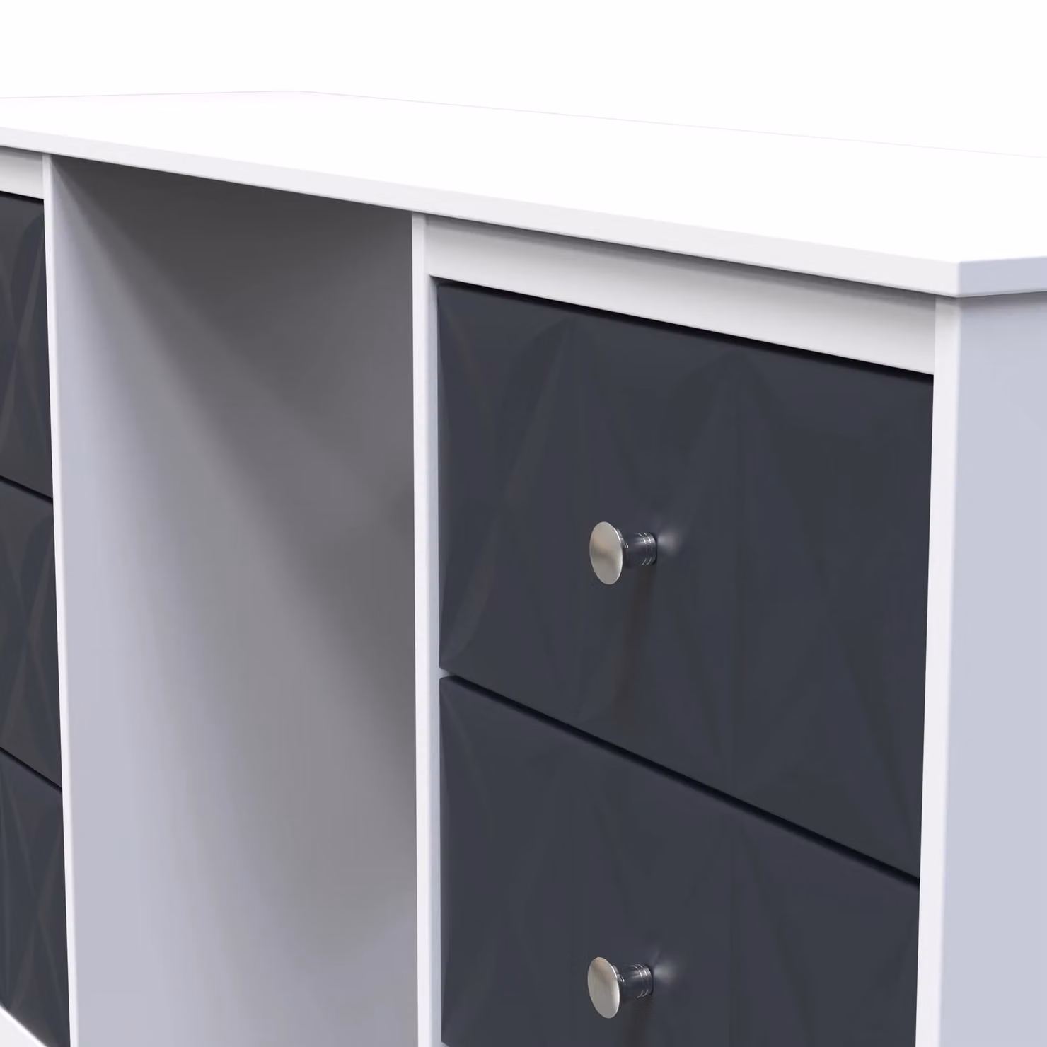 2 U Memphis Ready Assembled 6 Drawer Kneehole Desk in Dark Blue – 3
