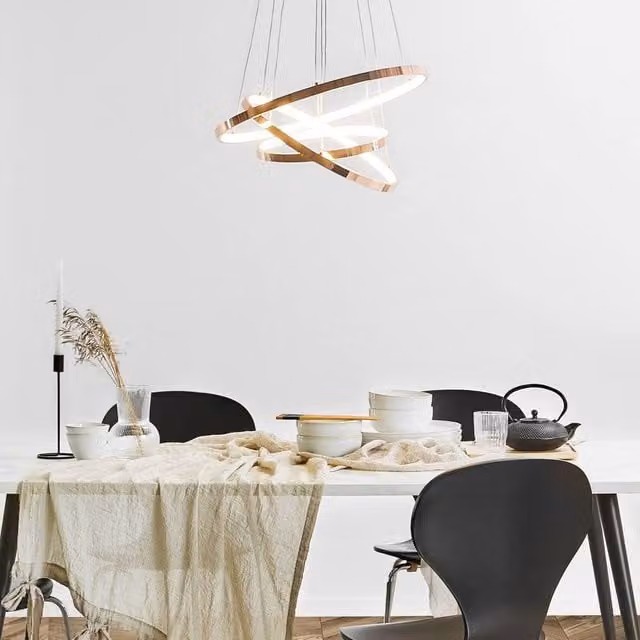 Wyld and Coco Gold Aluminium Three-Ring Pendant Lamp with Integrated LED