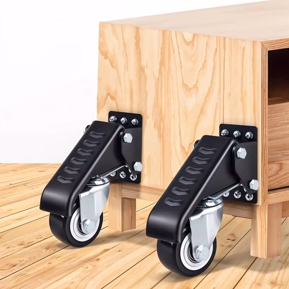 Kelvenix 4 Piece Heavy Duty Swivel Furniture Castor Wheels with Polyurethane and Steel Plate in Black – 5