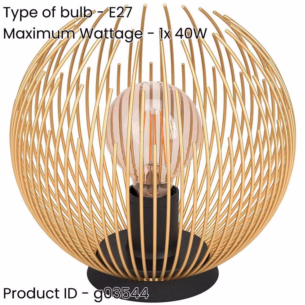 Loops 2 Pack Modern Metal Table Lamps in Black and Gold/Brass – 2