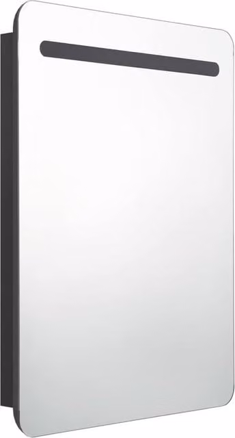 Berkfield Home LED Bathroom Mirror Cabinet in Black, W: 60 cm, D: 11 cm, H: 80 cm – 1
