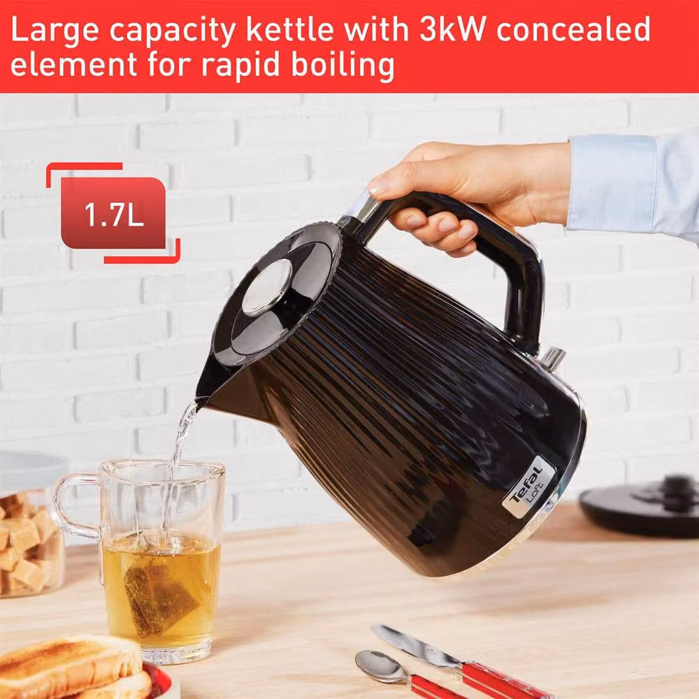 Tefal Loft KO250840 Rapid Boil Traditional Kettle with Limescale Filter, Black, 2.5 l – 3