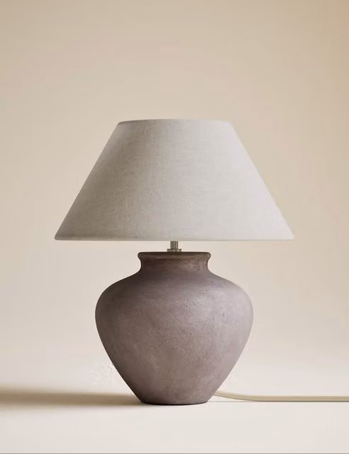 M&S Ceramic Urn Table Lamp in Beige and Silver