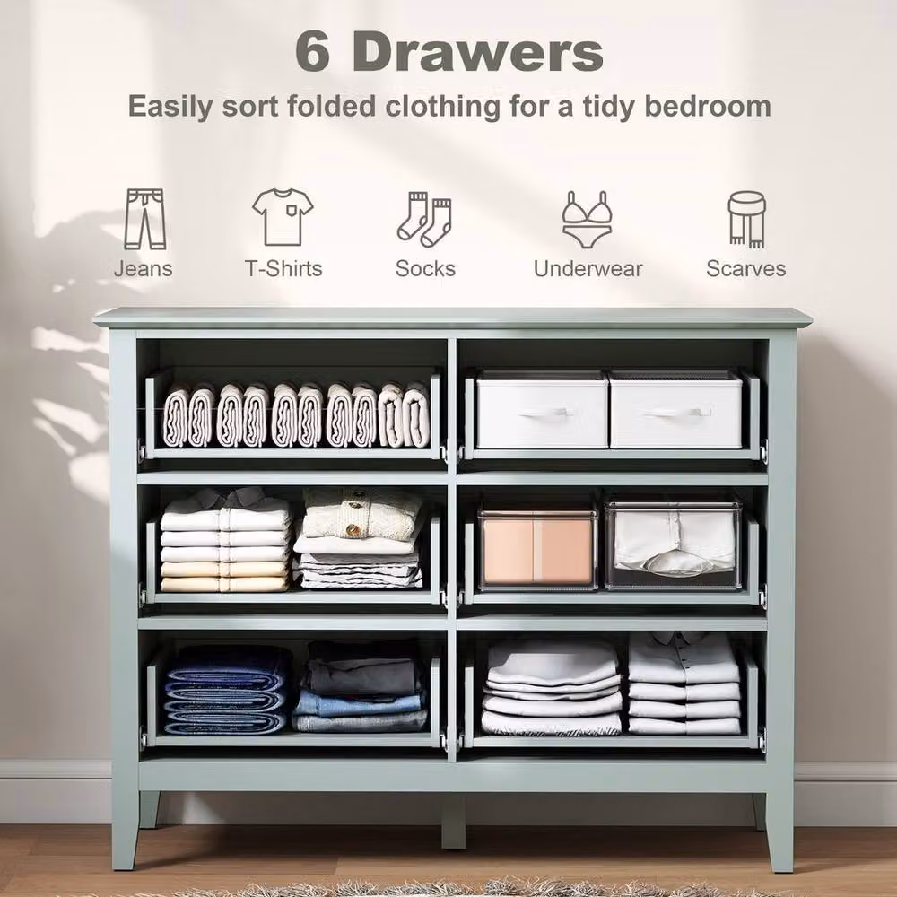 Kelvenix Modern 6 Drawer Chest of Drawers in Green and Gold – 3