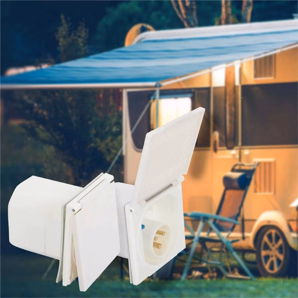 Nordara White IP44 Flush Fit EU Mains Socket for Caravans, Campers and RVs – 2