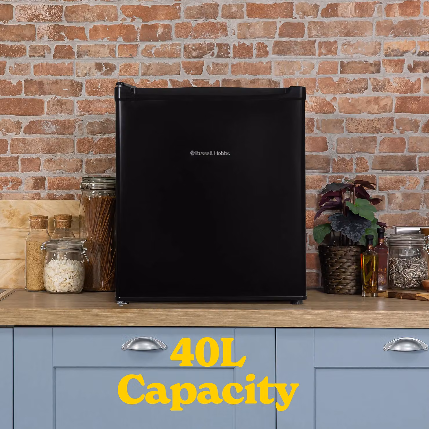 Russell Hobbs 40L Larder Mini Fridge in Black with Reversible Door and Bottle Rack – 3