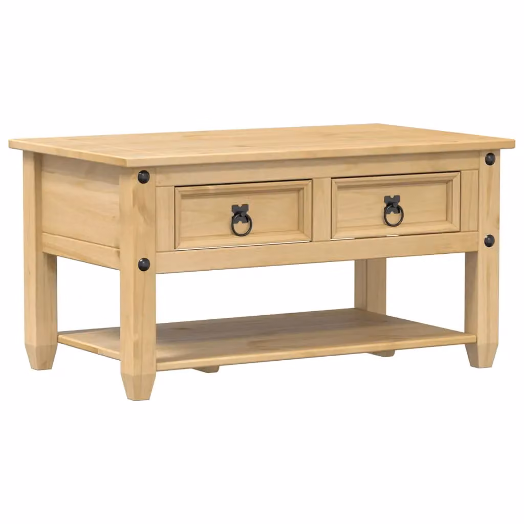 Berkfield Home Corona Coffee Table with Drawers in Brown Solid Pine Wood, W: 85 cm, D: 50 cm, H: 45 cm – 2