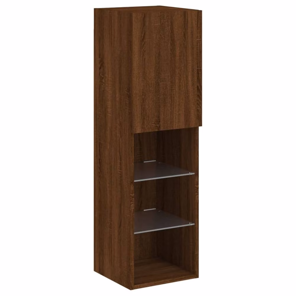 Berkfield Home Modern TV Cabinet with LED Lights in Brown Oak, W/D/H: 30.5 x 30 x 102 cm – 4