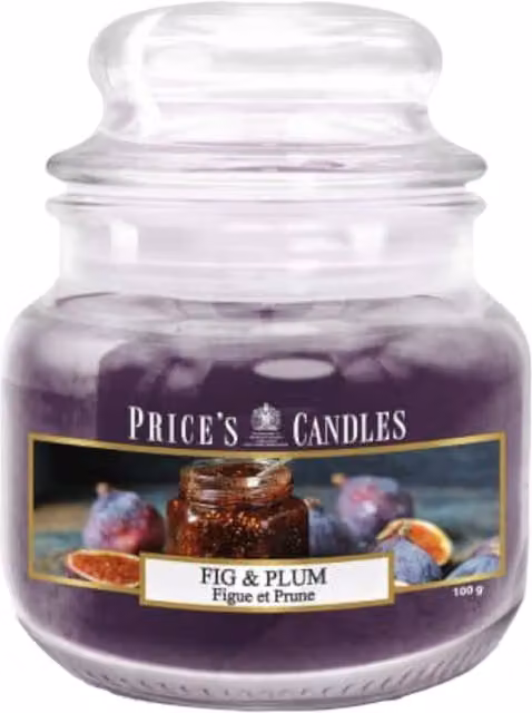 Price's Candles Fig and Plum Scented Jar Candle, Purple, Small