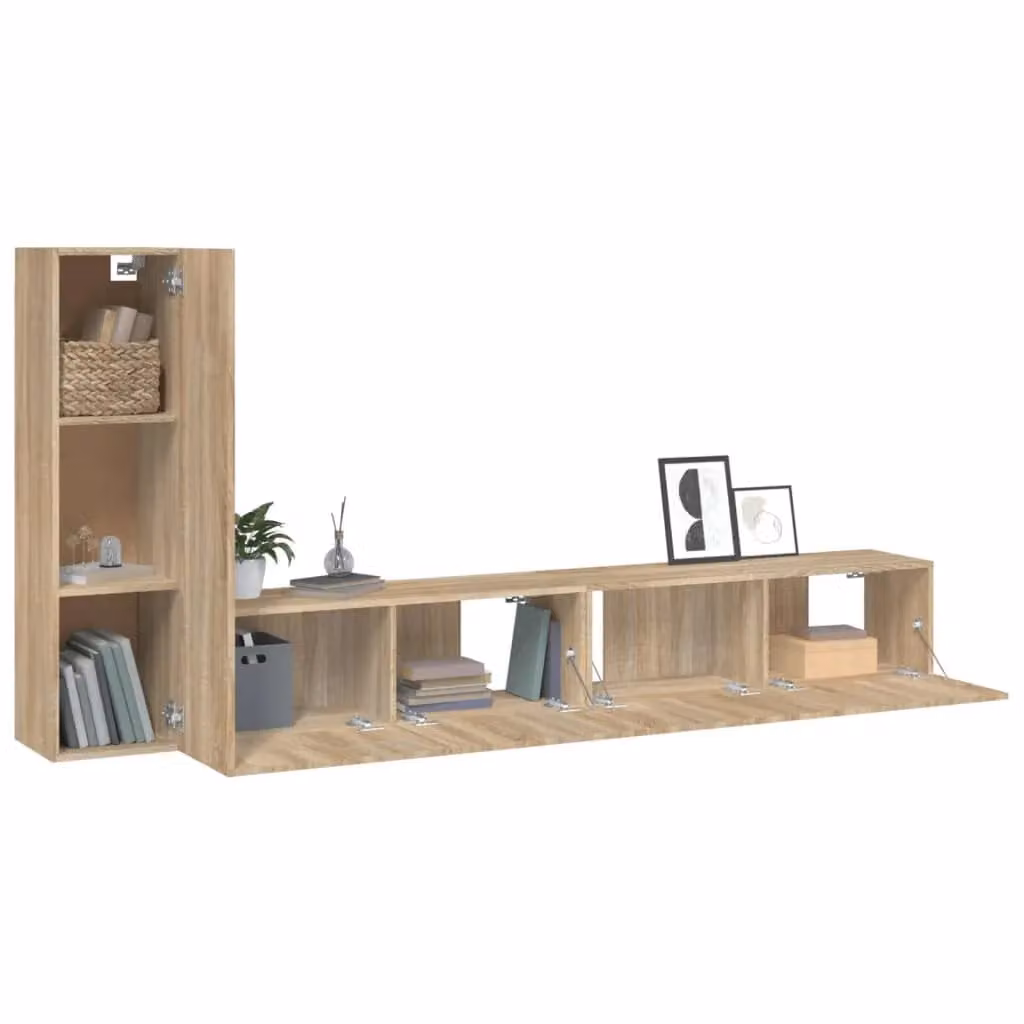 Berkfield Home 3 Piece Sonoma Oak TV Cabinet Set in Brown – 2