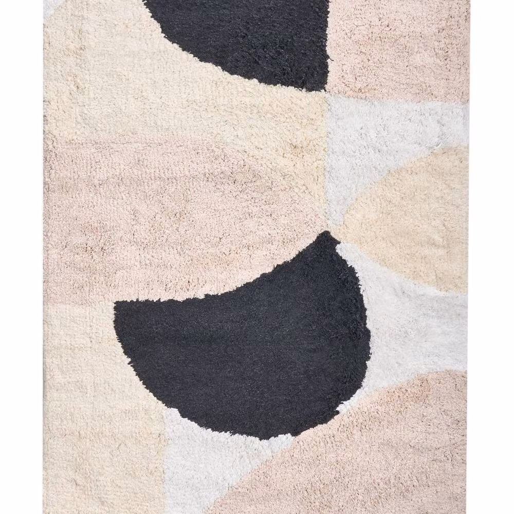 Wyld and Coco Beige and Multicolour Cotton Bath Mat with Modern Graphic Design, W: 60 cm, D: 90 cm – 2