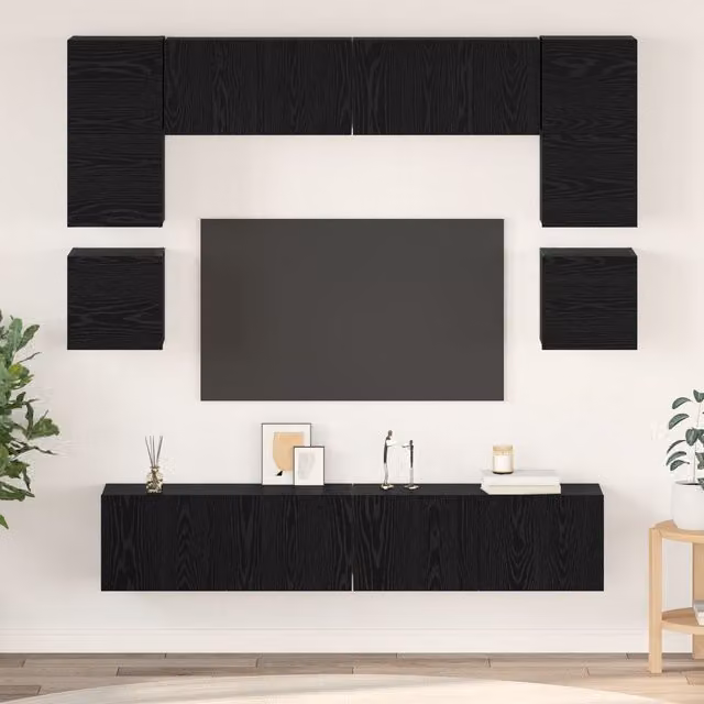 Berkfield Home Wall-mounted Storage Shelf with Door in Black Oak, W/D/H: 80 x 30 x 30 cm