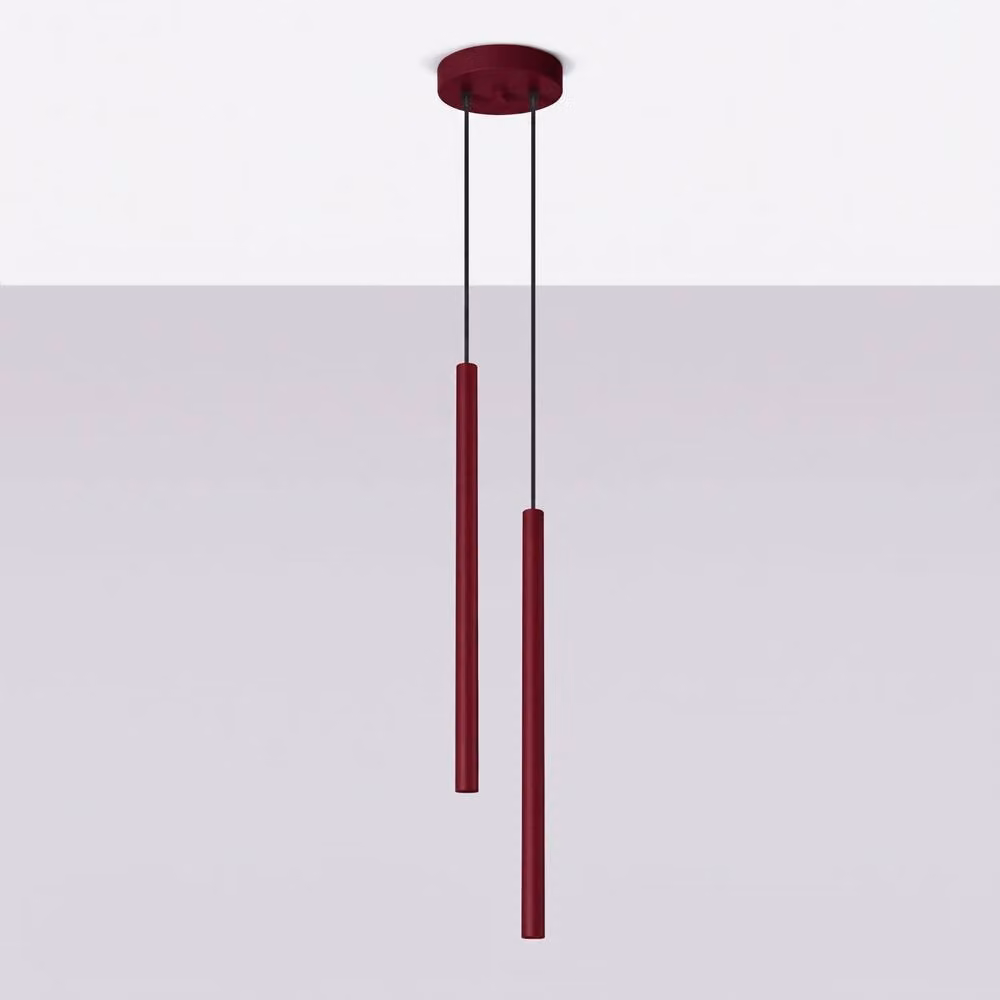 Sollux Lighting Modern Pendant Lamp in Red, W/D/H: 118 x 15 x 15 cm – 2