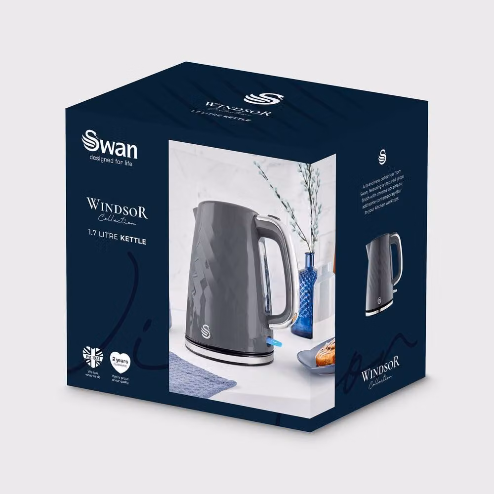 Swan Windsor Rapid Boil Kettle with Removable Limescale Filter, 1.7L, 3KW, Grey – 9