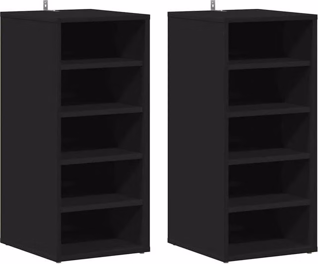 Berkfield Home Set of 2 Black Classic Shoe Cabinets, W/D/H: 31.5 x 35 x 70 cm – 1