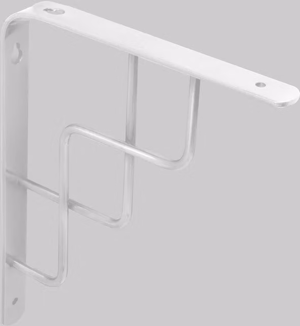 RBUK Matt White Metal Step Shelf Brackets Support Set of 4, Wall Mounted
