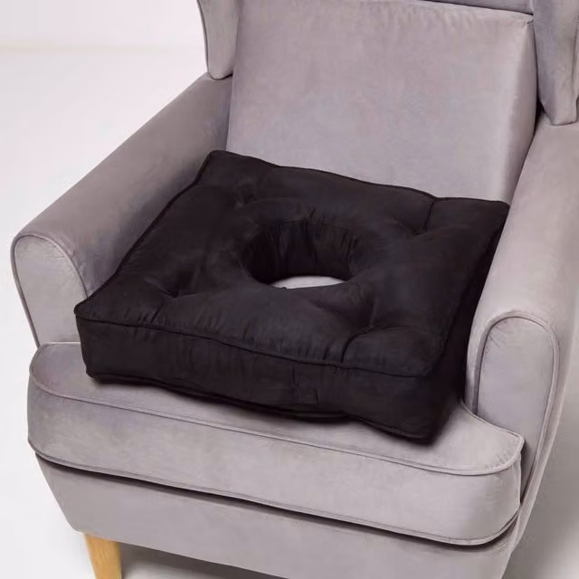 Homescapes Firm Contoured Faux Suede Coccyx Cushion in Black