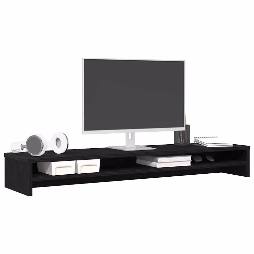 Berkfield Home Monitor Stand in Black Oak, W/D/H: 100 x 24 x 13 cm – 3