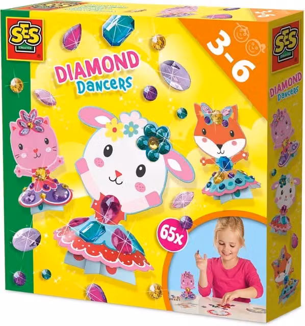 SES Diamond Dancers Multicolour and Yellow Animal Mosaic Gluing Creative Kit