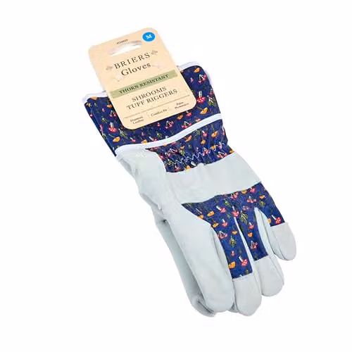 Briers Premium Lightweight Mushroom Print Rigger Gardening Gloves in Blue and Multicolour – 2