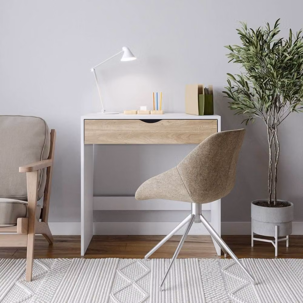Havendro White and Oak Wooden Computer Desk and Dressing Table W/D/H: 120 x 40 x 75 cm – 2